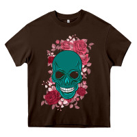 Chocolate Brown Skull with flowers Heavy Core Tee - Bettercallsaul