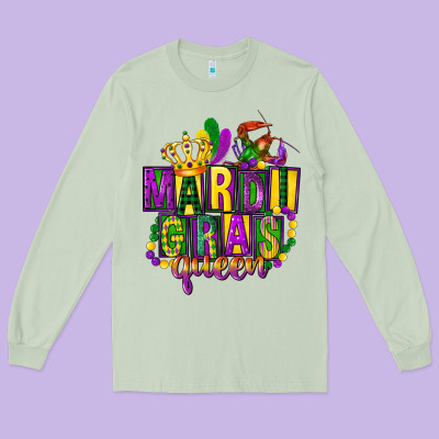 Mardi Gras Queen Long Sleeve Tee Designed By Fadigitalartstudio