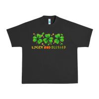 Pigment Black St. Patrick's Day lucky and blessed Urban Heavy Tee - HowdyJamesFarm