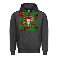 Charcoal Heather Christmas bull skull Zipper Hoodie - BarkalooDesign