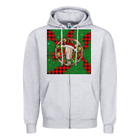 Heather Grey Christmas bull skull Zipper Hoodie - BarkalooDesign