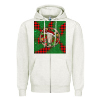 Oatmeal Heather Christmas bull skull Zipper Hoodie - BarkalooDesign