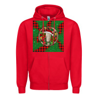 Red Christmas bull skull Zipper Hoodie - BarkalooDesign