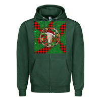 Sports Green Christmas bull skull Zipper Hoodie - BarkalooDesign