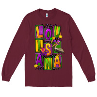 Burgundy mardi gras louisiana Long Sleeve Tee - FaDigitalArtStudio