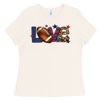 Bone Love Football team color red blue 4th of july Ladies Tee - HowdyJamesFarm