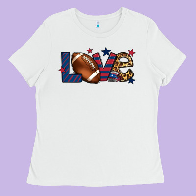 Love Football Team Color Red Blue 4th Of July Ladies Tee Designed By Howdyjamesfarm