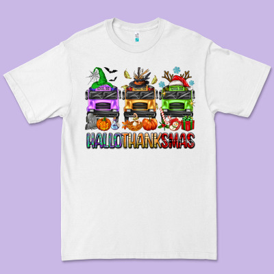 Hallothanksmas School Bus Premium Tee Designed By Texasbilliewilder