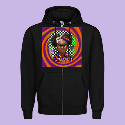 Halloween African Girl Zipper Hoodie Designed By Barkaloodesign