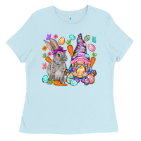 Baby Blue Easter gnome and rabbit Easter Day Ladies Tee - HowdyJamesFarm