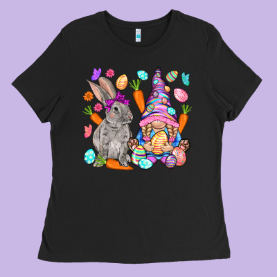 Easter Gnome And Rabbit Easter Day Ladies Tee Designed By Howdyjamesfarm
