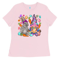 Bubblegum Pink Easter gnome and rabbit Easter Day Ladies Tee - HowdyJamesFarm