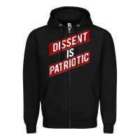Black DISSENT IS PATRIOTIC Political Meme Raglan Baseball Tee Zipper Hoodie - maiPhamDesign