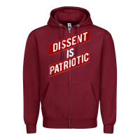 Burgundy DISSENT IS PATRIOTIC Political Meme Raglan Baseball Tee Zipper Hoodie - maiPhamDesign