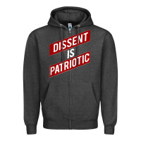 Charcoal Heather DISSENT IS PATRIOTIC Political Meme Raglan Baseball Tee Zipper Hoodie - maiPhamDesign