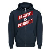 Navy DISSENT IS PATRIOTIC Political Meme Raglan Baseball Tee Zipper Hoodie - maiPhamDesign
