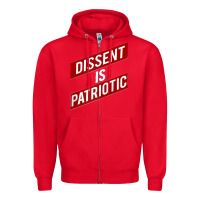 Red DISSENT IS PATRIOTIC Political Meme Raglan Baseball Tee Zipper Hoodie - maiPhamDesign