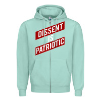 Seafoam DISSENT IS PATRIOTIC Political Meme Raglan Baseball Tee Zipper Hoodie - maiPhamDesign