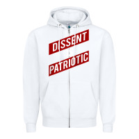 White DISSENT IS PATRIOTIC Political Meme Raglan Baseball Tee Zipper Hoodie - maiPhamDesign
