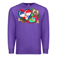 Purple western leopard  dominican republic  hearts Premium Sweatshirt - AdoDesignShop
