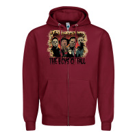 Burgundy the boys of fall leopard pattern bleached halloween murder t shirt Zipper Hoodie - maiPhamDesign