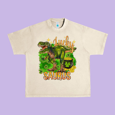 St. Patrick's Day Lucky Saurus Urban Heavy Tee Designed By Howdyjamesfarm