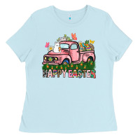 Baby Blue Happy Easter Day truck Ladies Tee - HowdyJamesFarm