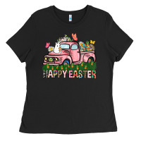 Black Happy Easter Day truck Ladies Tee - HowdyJamesFarm