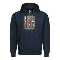 Navy halloween funny set ghost mummy witch vampire and pumpkin t shirt Zipper Hoodie - maiPhamDesign