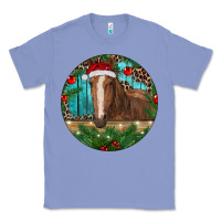 Colony Blue Brown Horse Christmas Classic Tee - RanaPortraitStore