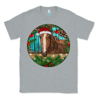 Heather Grey Brown Horse Christmas Classic Tee - RanaPortraitStore