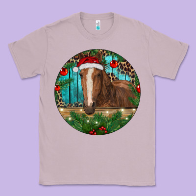 Brown Horse Christmas Classic Tee Designed By Ranaportraitstore