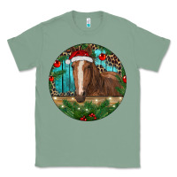 Sage Brown Horse Christmas Classic Tee - RanaPortraitStore