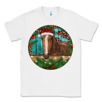 White Brown Horse Christmas Classic Tee - RanaPortraitStore