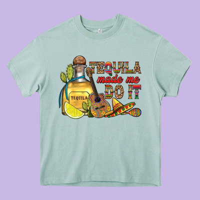 Tequila Made Me Do It Heavy Core Tee Designed By Ranaportraitstore