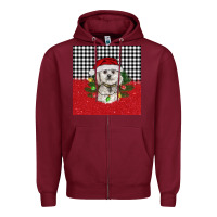 Burgundy Christmas Bichon frise dog Zipper Hoodie - BarkalooDesign