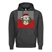 Charcoal Heather Christmas Bichon frise dog Zipper Hoodie - BarkalooDesign