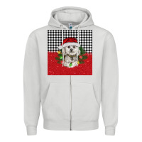 Dove Grey Christmas Bichon frise dog Zipper Hoodie - BarkalooDesign