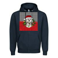 Navy Christmas Bichon frise dog Zipper Hoodie - BarkalooDesign