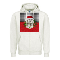 Oatmeal Heather Christmas Bichon frise dog Zipper Hoodie - BarkalooDesign