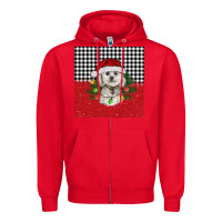 Red Christmas Bichon frise dog Zipper Hoodie - BarkalooDesign