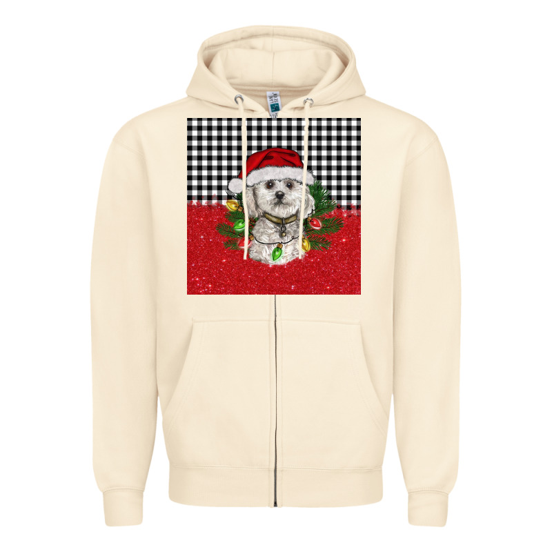 Christmas Bichon Frise Dog Zipper Hoodie by BarkalooDesign | Teevron