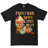 Black Pumpkin spice livin' my best life Premium Tee - NancyCooperArtShop