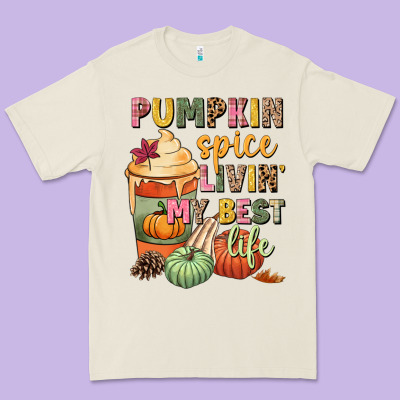 Pumpkin Spice Livin' My Best Life Premium Tee Designed By Nancycooperartshop