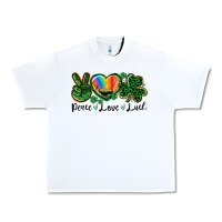 White Peace love St. Patrick's Day Urban Heavy Tee - CowGirlArtShop
