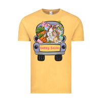 Vintage Mustard Happy Easter bunny truck Easter Day Vintage Tee - CowGirlArtShop