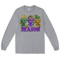 Heather Grey Tis the season crawfish Mardi Gras Long Sleeve Tee - FaDigitalArtStudio