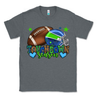 Charcoal Heather Touchdown season American football green and blue Classic Tee - HowdyJamesFarm