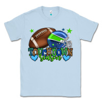 Dusty Blue Touchdown season American football green and blue Classic Tee - HowdyJamesFarm