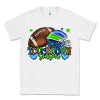 White Touchdown season American football green and blue Classic Tee - HowdyJamesFarm
